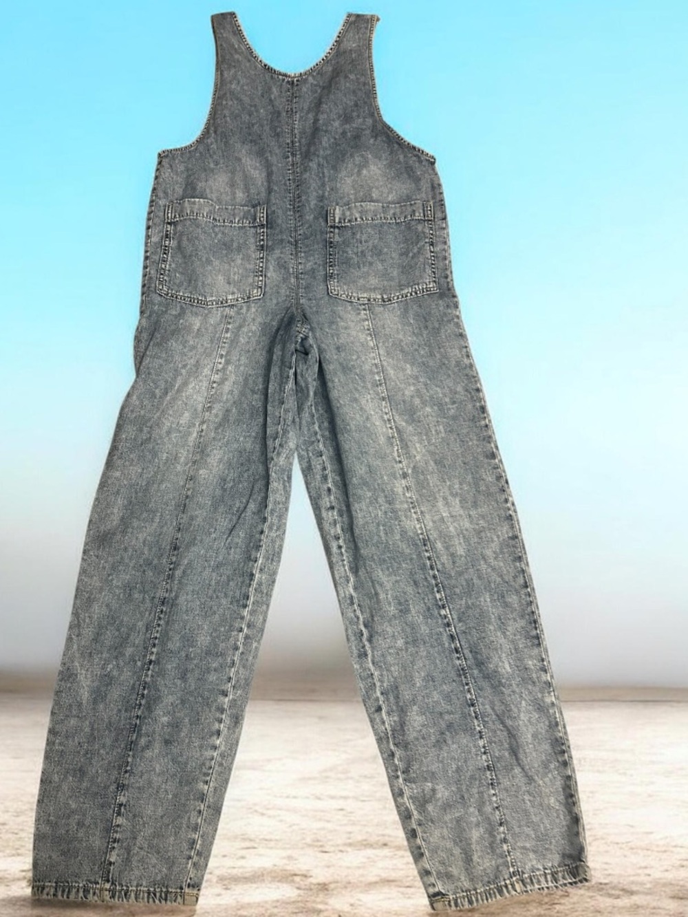 SO Women's Acid-Wash Denim Jumpsuit - blue size M